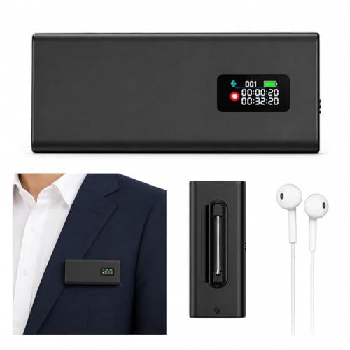 名札型ボイスレコーダー ウェアラブル 小型 薄型軽量 1536kbps 65時間連続録音 DSPノイズ低減 声控録音 OLED表示 ワンタッチ録音 Type-C対応 イヤホン付き MP3再生対応 PC保存可能 会議 商談 面談 営業 仕事用 1d9206c7
