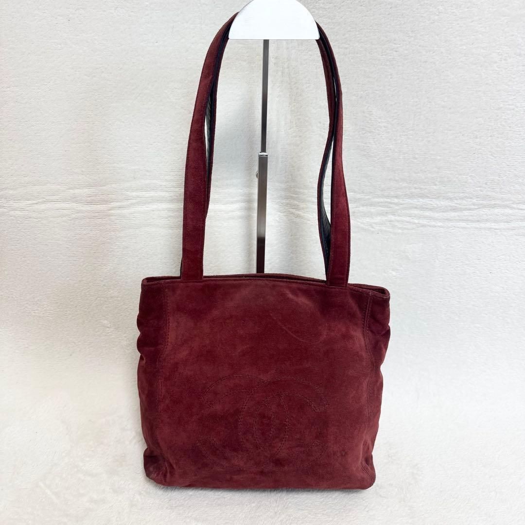 希少 シャネル CHANEL トートバッグ ココマーク スウェード ボルドー 