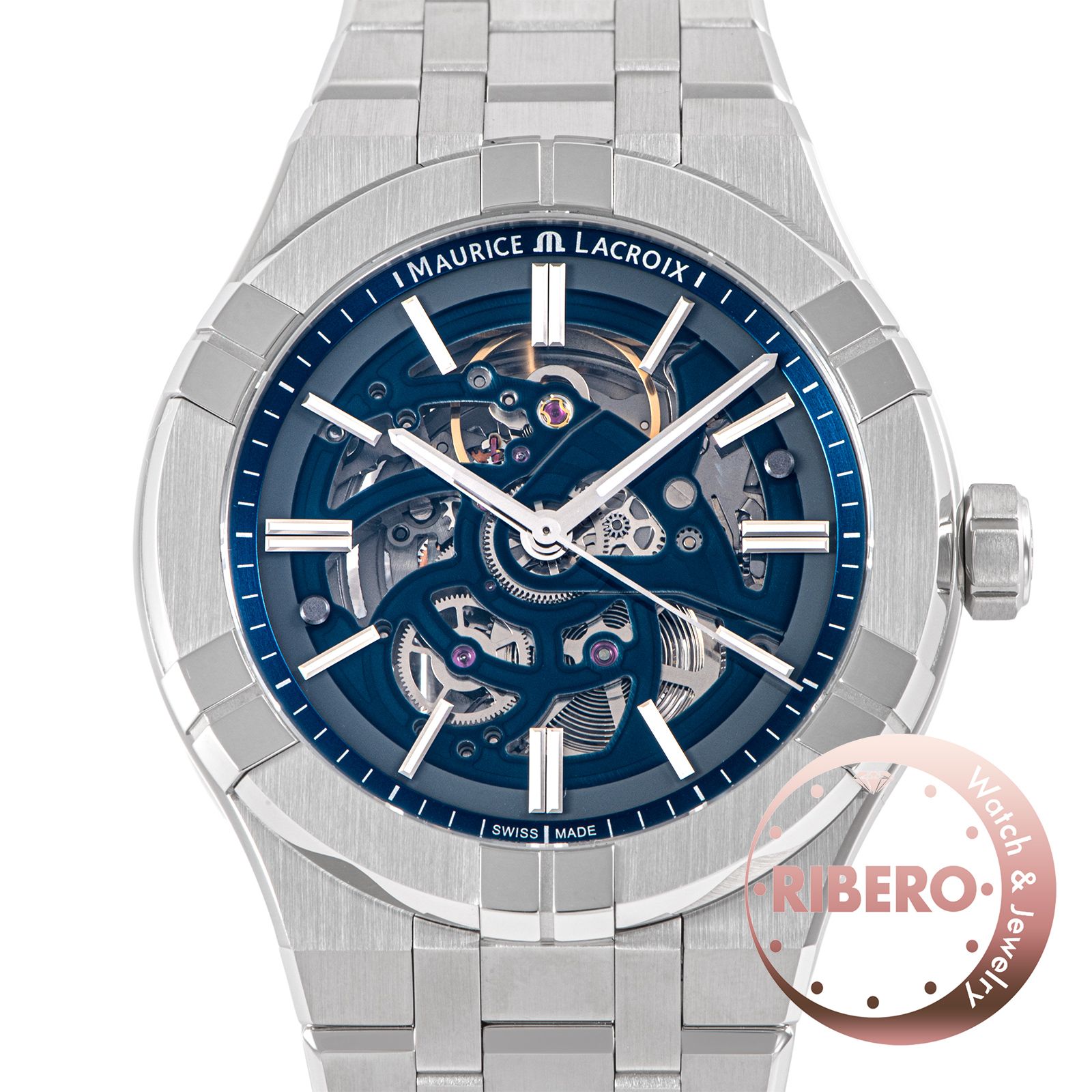 【未使用】Maurice Lacroix モーリス・ラクロア アイコン オートマティック スケルトン AI6008-SS002-031-1 保証書2026年 ステンレススチール【中古】