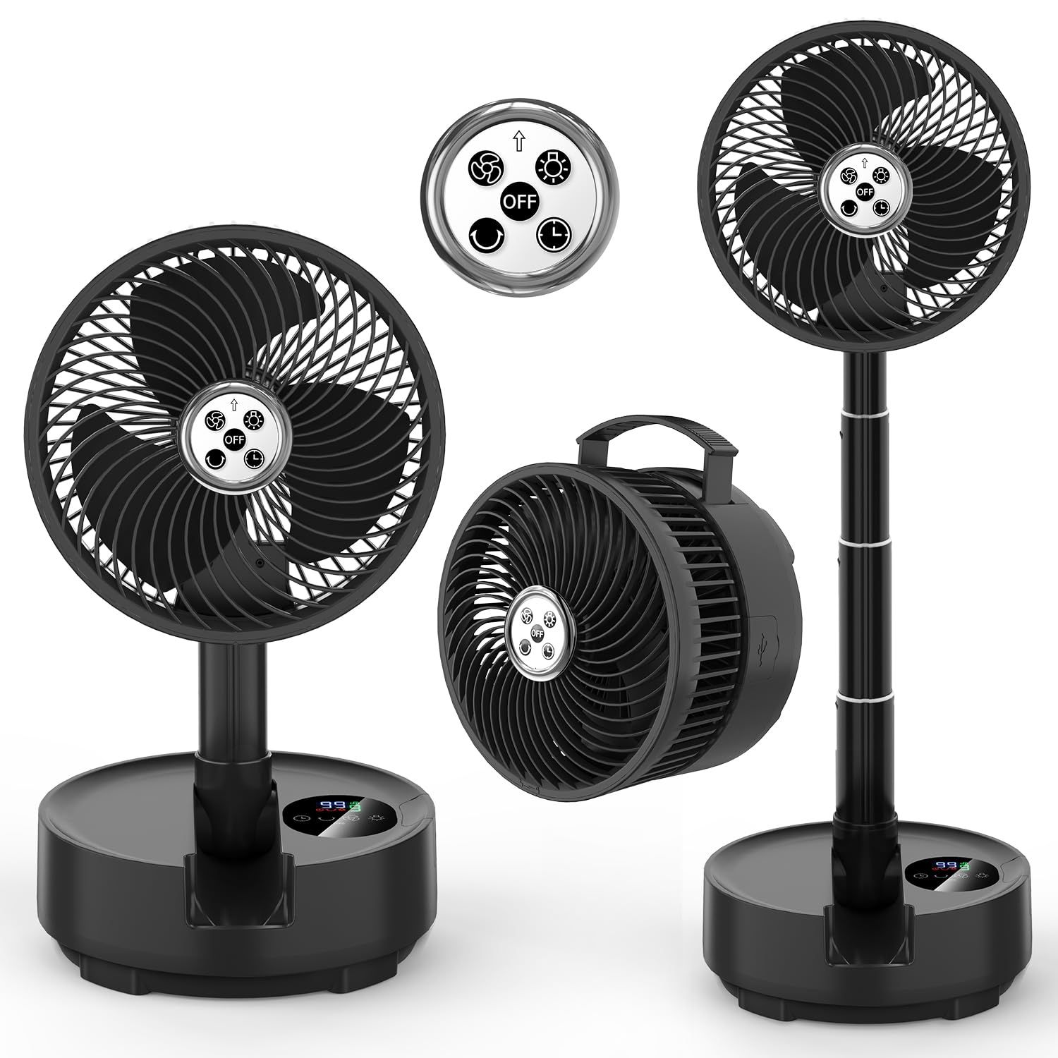 【新品】扇風機 折り畳み 20000mAhバッテリー【最大112H連続使用＆節電対策】リビング dcモーター 風量8段階調節 卓上扇風機 小型 首振り サーキュレーター 静音 USB充電式扇風機 キャンプ 車内泊 省エネ リモコン付き タイマ 1a37ec86