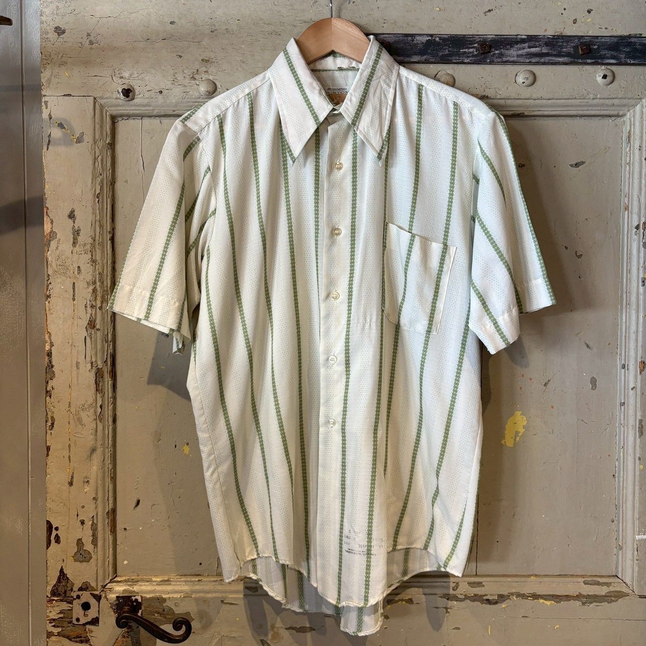 70's Manhattan 半袖シャツ　ストライプ　70年代　古着