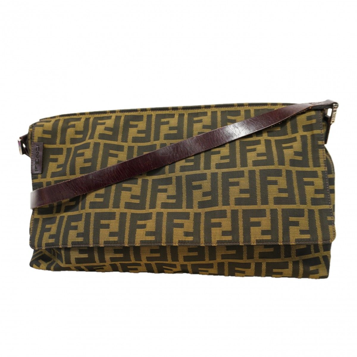 【6ed4454】フェンディ ショルダーバッグ ズッカ ナイロンキャンバス ブラウン シルバー金具【中古】レディース 29,536円