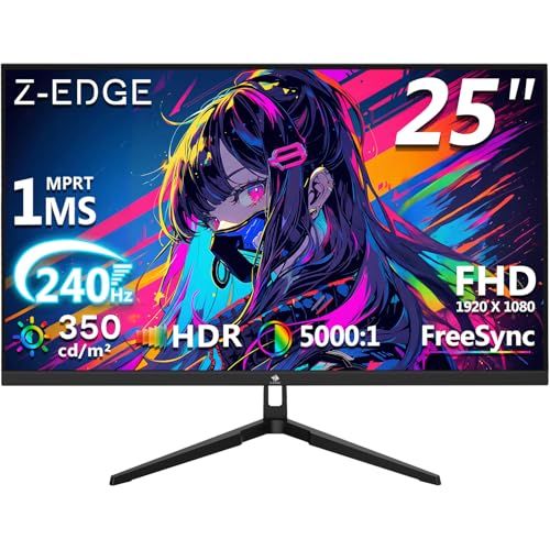 Z Z-Edge(ゼロエッジ) 25インチ 240Hz 超高速ゲーミングモニター FHD(1920x1080) 1ms応答 5000:1超高コントラストVAパネル FreeSync & HDR対応 eスポーツに最適なコンパクトサイズ