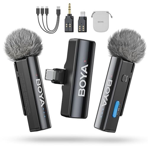 BOYALINK 2 A2 ワイヤレスマイク ピンマイク android/iphone/カメラ/PCに対応 2段階ノイズキャンセリング 300m伝送距離 48kHz/24bit 高感度マイク 6段階ゲイン調整 クリップ式スマホ マイク プラグ＆プレイ Ligh