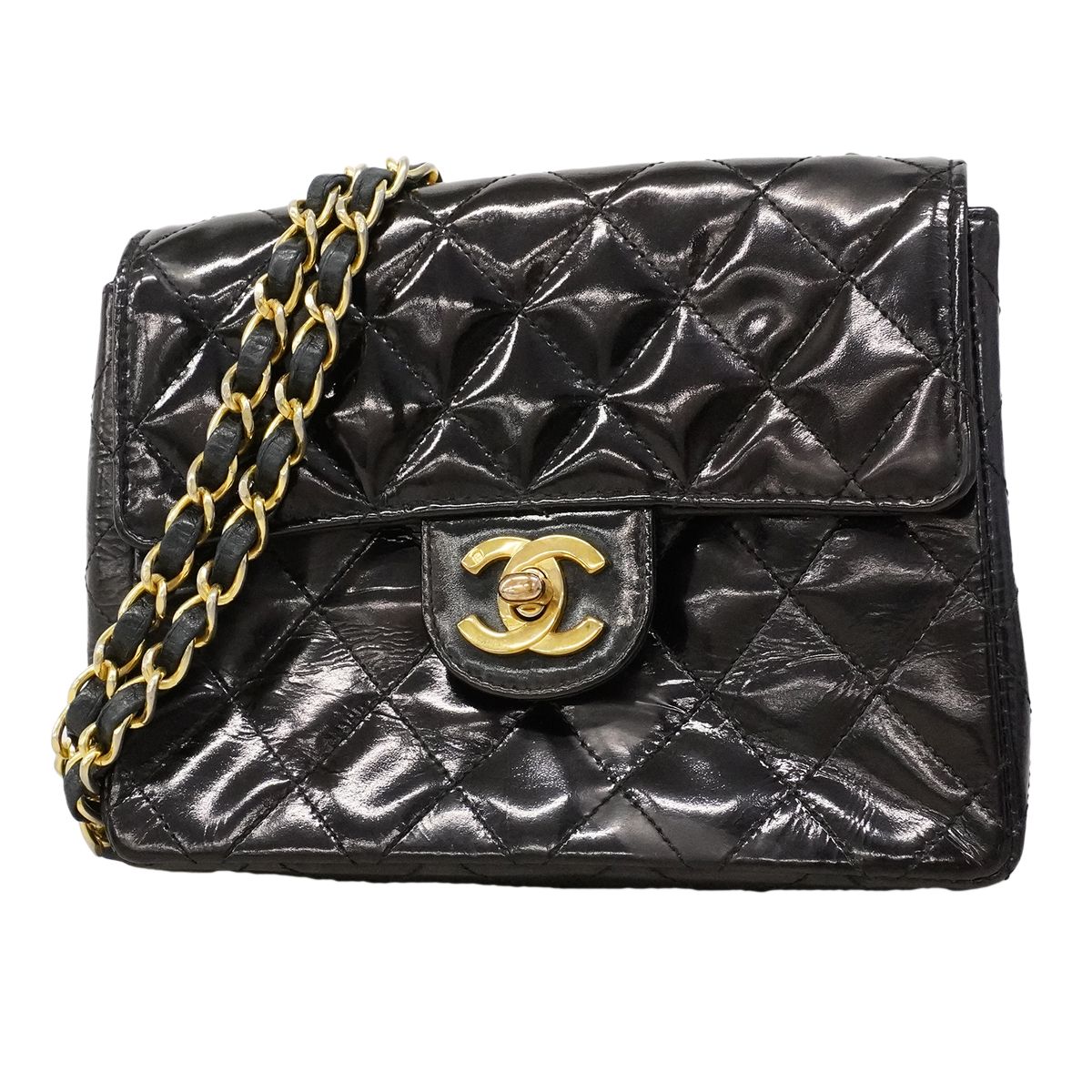 CHANEL CHANEL シャネル ミニマトラッセ ブラック×ゴールド ラムスキン