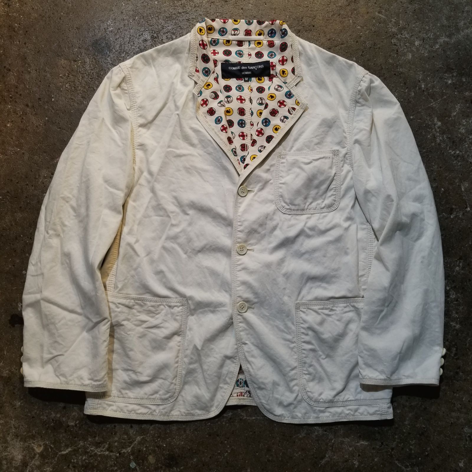 COMME des GARCONS HOMME 04ss 総柄裏地 パッカリングジャケット M コムデギャルソンオム 2004ss AD2003