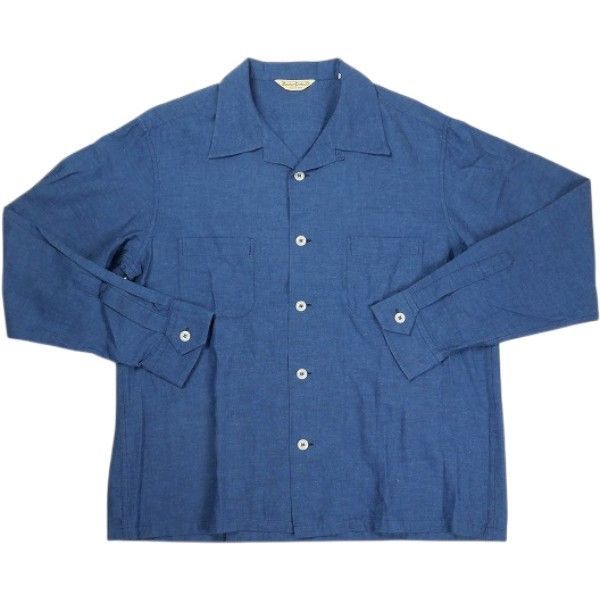 Size【15.5】 At Last ＆ Co アットラスト/BUTCHER PRODUCTS ブッチャープロダクツ COTTON LINEN SPORTS SHIRT L-S 長袖シャツ 紺 【中古品-非常に良い】 30009332
