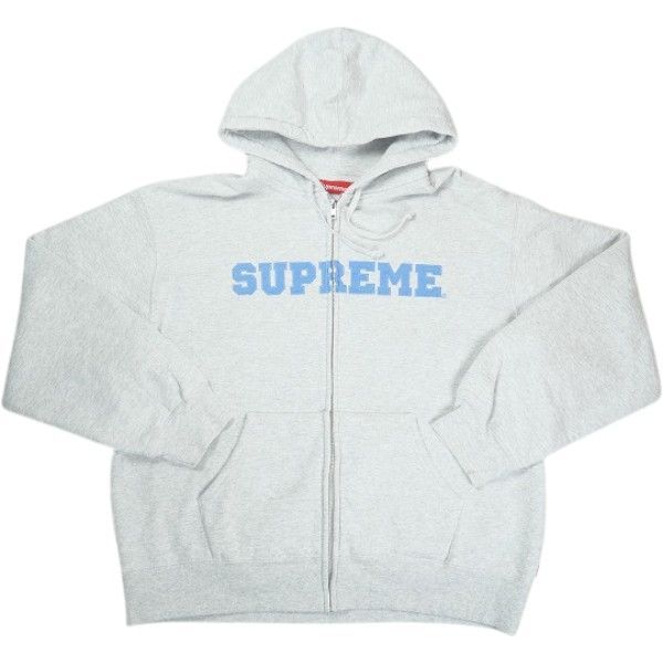 Size【L】 SUPREME シュプリーム 25FW Collegiate Applique Zip Up Hooded Sweatshirt Ash Grey ジップパーカー 薄灰 【中古品-良い】 30009347