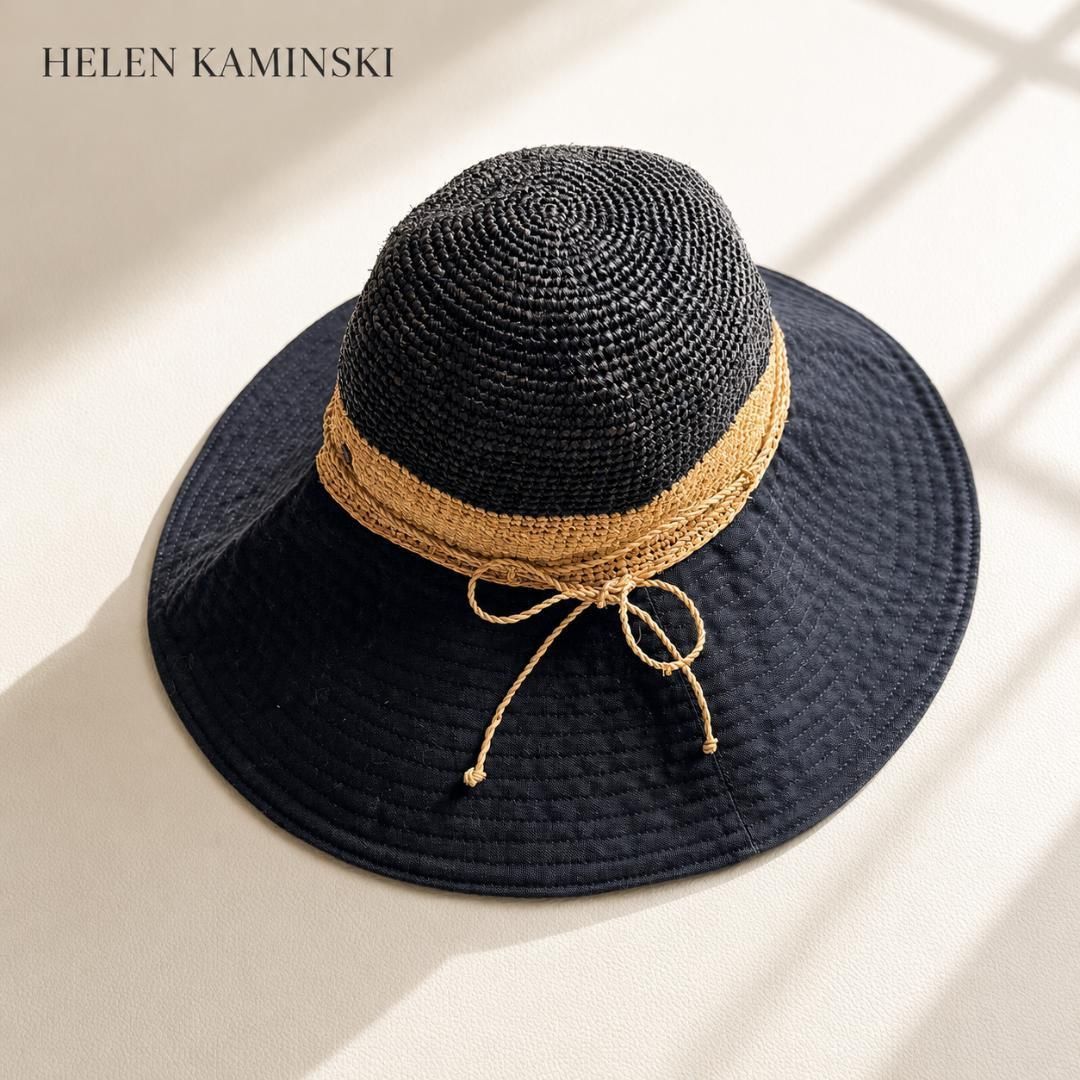 Helen Kaminski ヘレンカミンスキー ラフィア コットン コンビハット