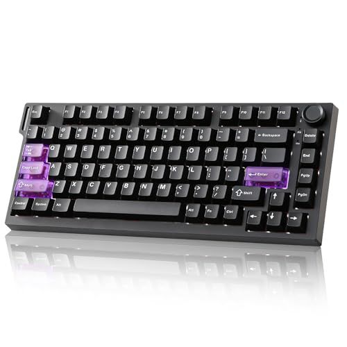 YUNZII RT75 PRO ワイヤレスゲーミングキーボード ラピッドトリガーキーボード ホール効果 メカニカル 磁気スイッチ Bluetooth/USB-C/2.4G接続 デュアル8KHzポーリングレート＆128Kスキャン 調整可能ノブ 7ffce603
