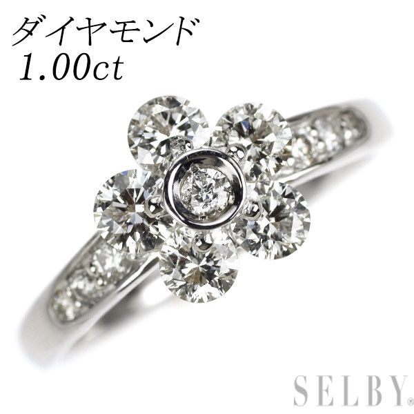 K18WG ダイヤモンド リング 1.00ct フラワー