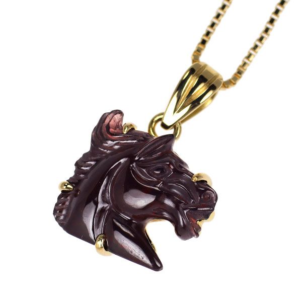 K18YG ガーネット ペンダントネックレス 馬 - メルカリ