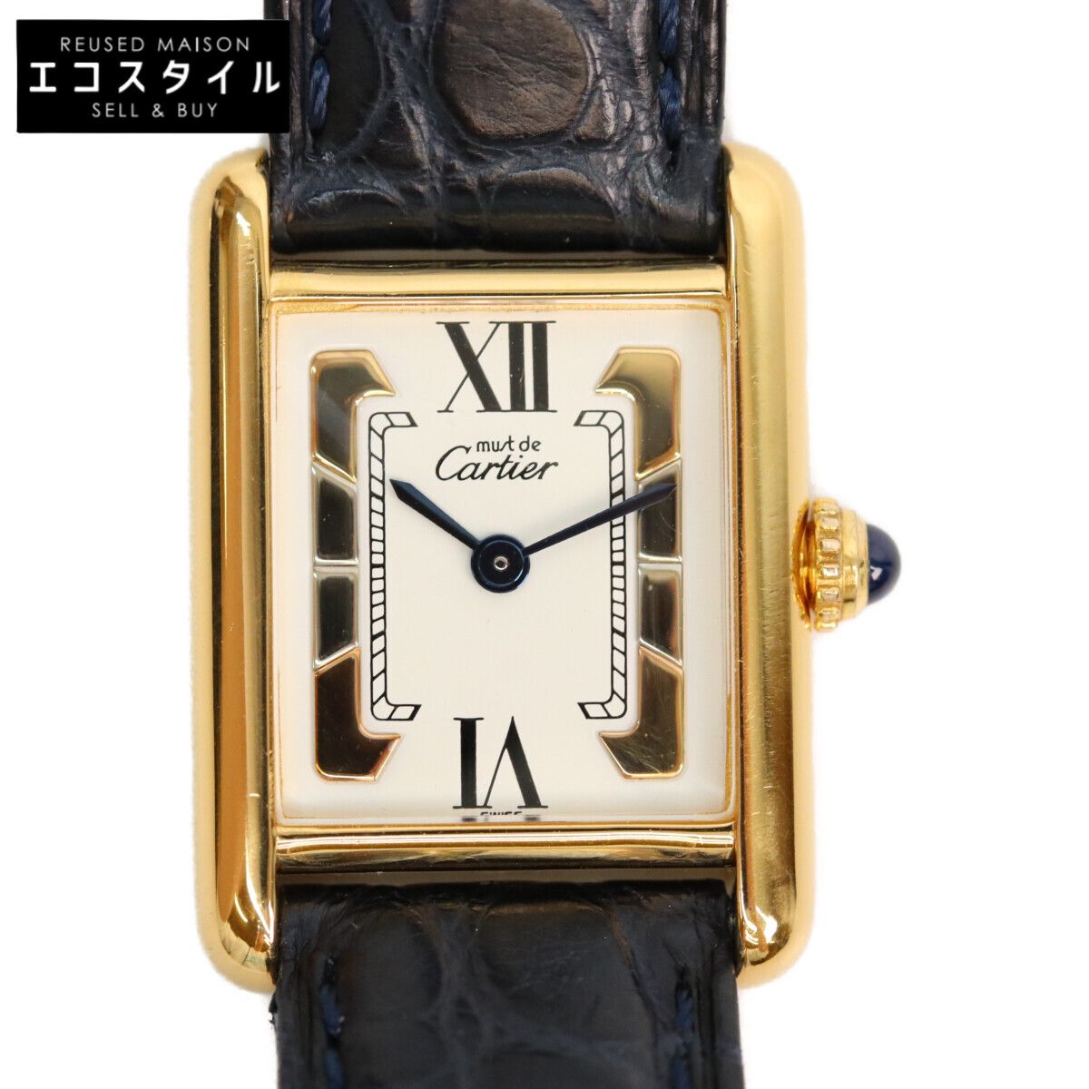Cartier　カルティエ　82-95s 925 トリニティ文字盤 マストタンクSM ヴェルメイユ 革 QZ