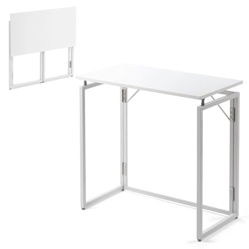 サンワダイレクト 折りたたみデスク コンパクト 幅73×奥行40×高さ70cm 耐荷重20? 完成品 パソコンデスク 折り畳みテーブル ホワイト 100-DESKH075W(沖縄・離島の方発送不可）) 2dafc2b1