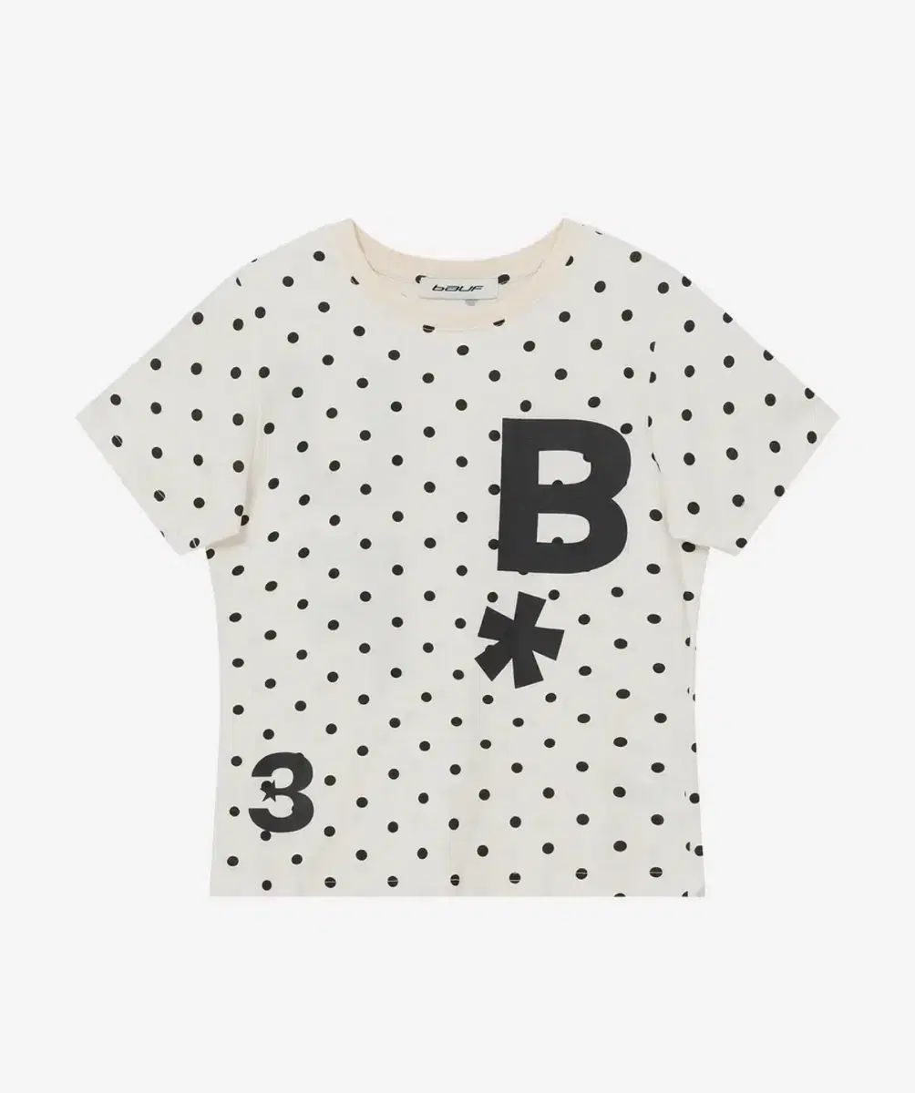 バウプ B logo スリムフィット Tシャツ ドット アイボリー
