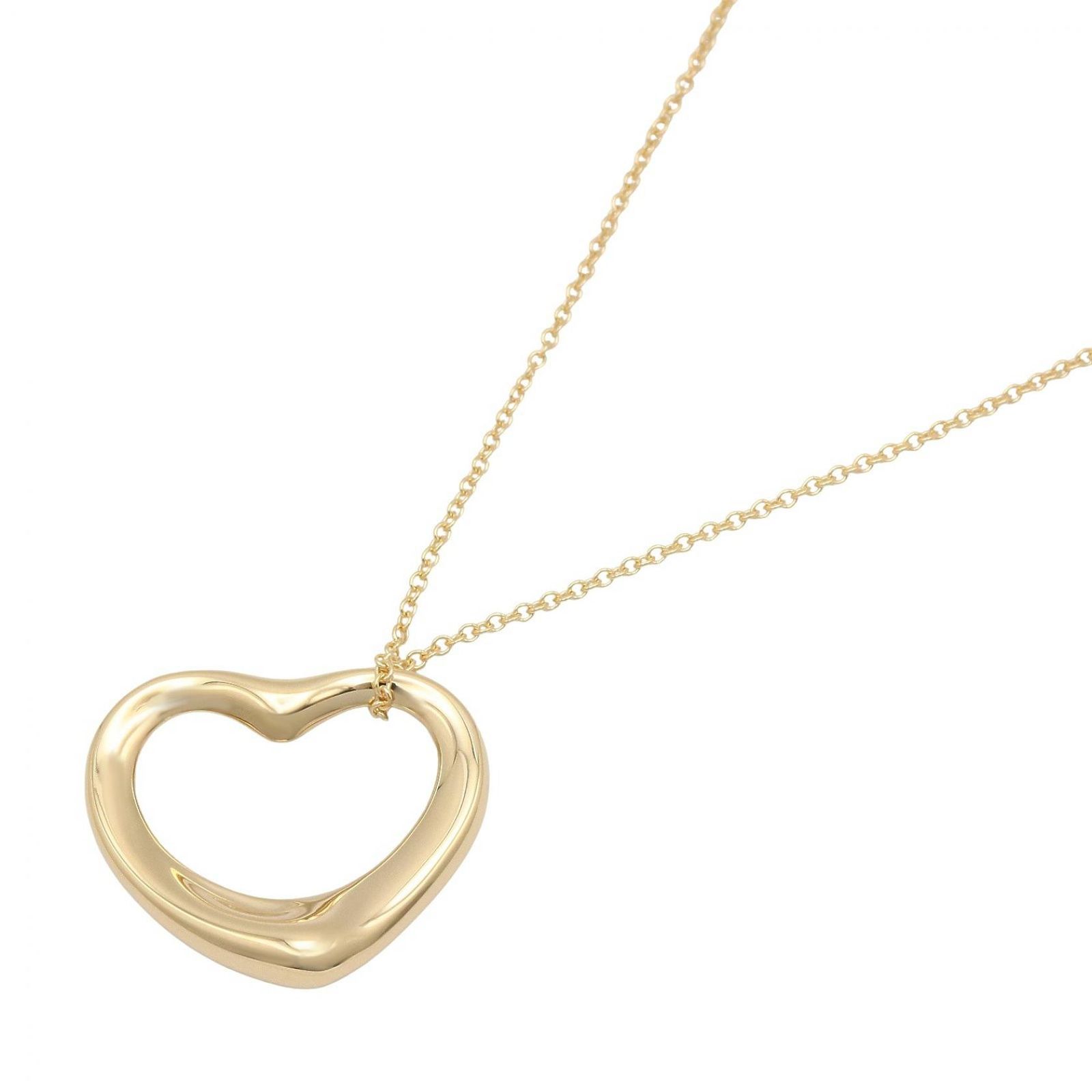 ティファニー TIFFANY&CO ネックレス オープンハート ネックレス 首回40.5cm K18(イエローゴールド) オープンハート ネックレス レディース Used A