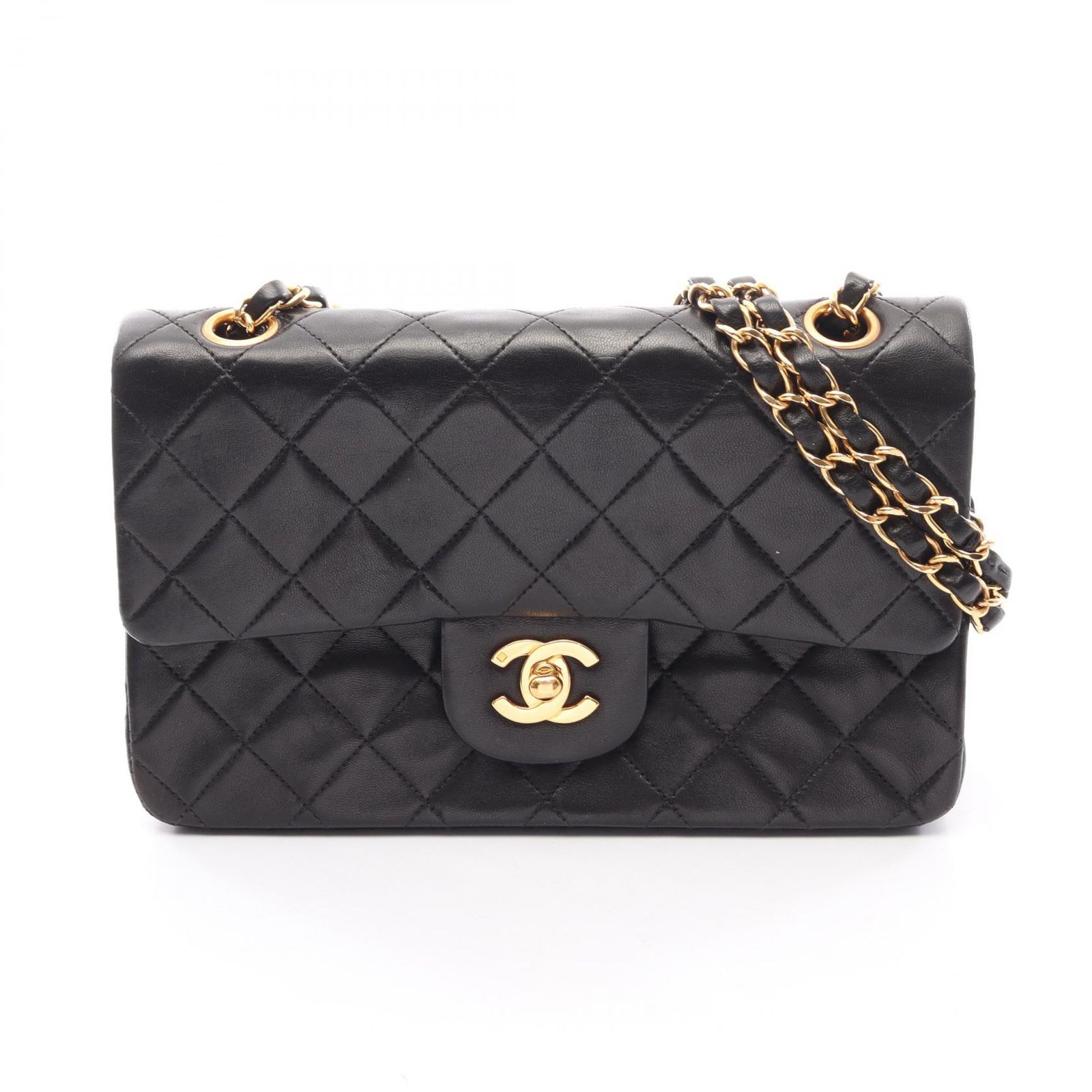 シャネル CHANEL ショルダーバッグ マトラッセ Wフラップ A01113 ブラック ラムスキン（羊革） マトラッセ ダブルフラップ チェーンショルダー レディース Used A