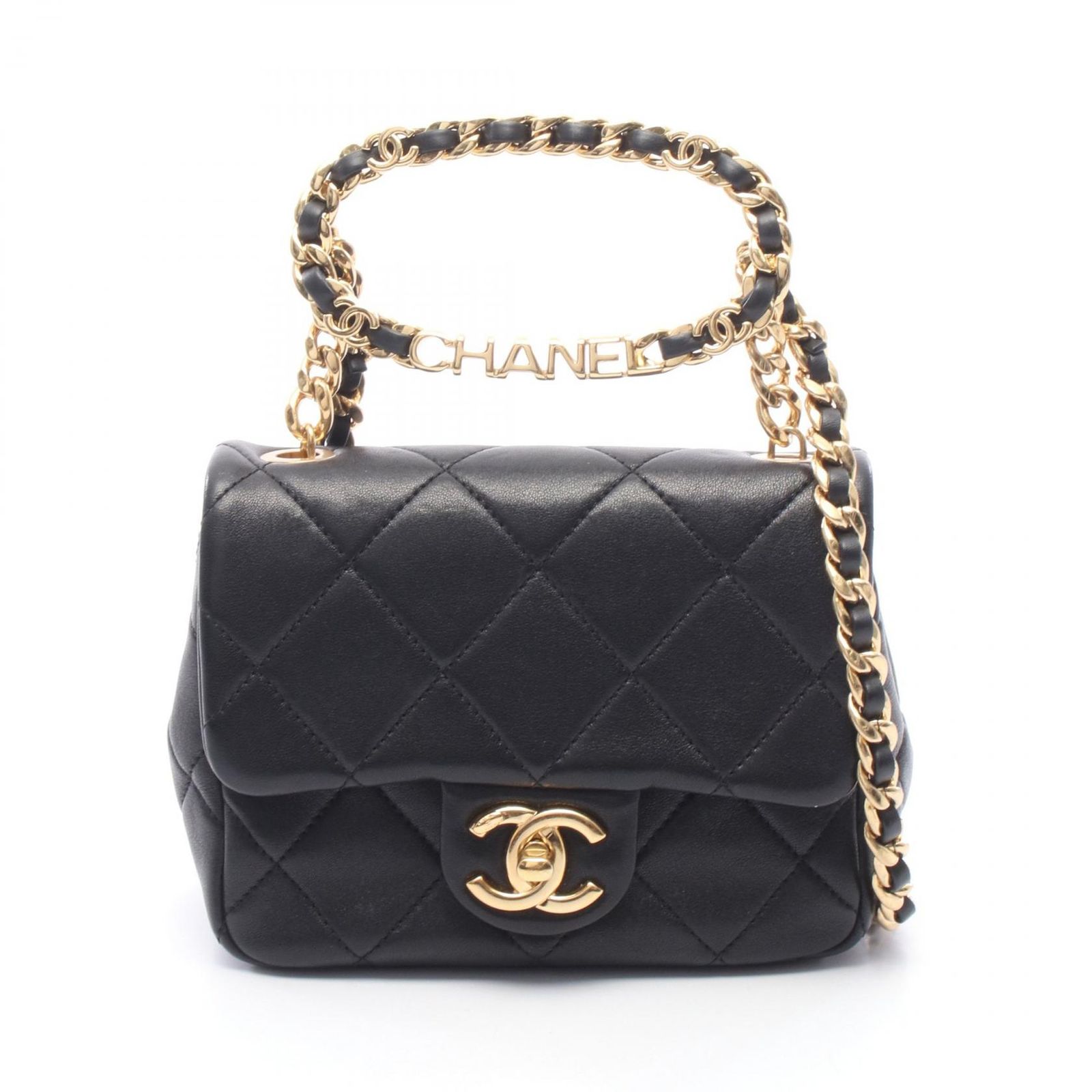 シャネル CHANEL ショルダーバッグ ミニマトラッセ トップハンドル 2WAY AS3748 ブラック ラムスキン（羊革） ミニマトラッセ トップハンドル チェーンショルダー