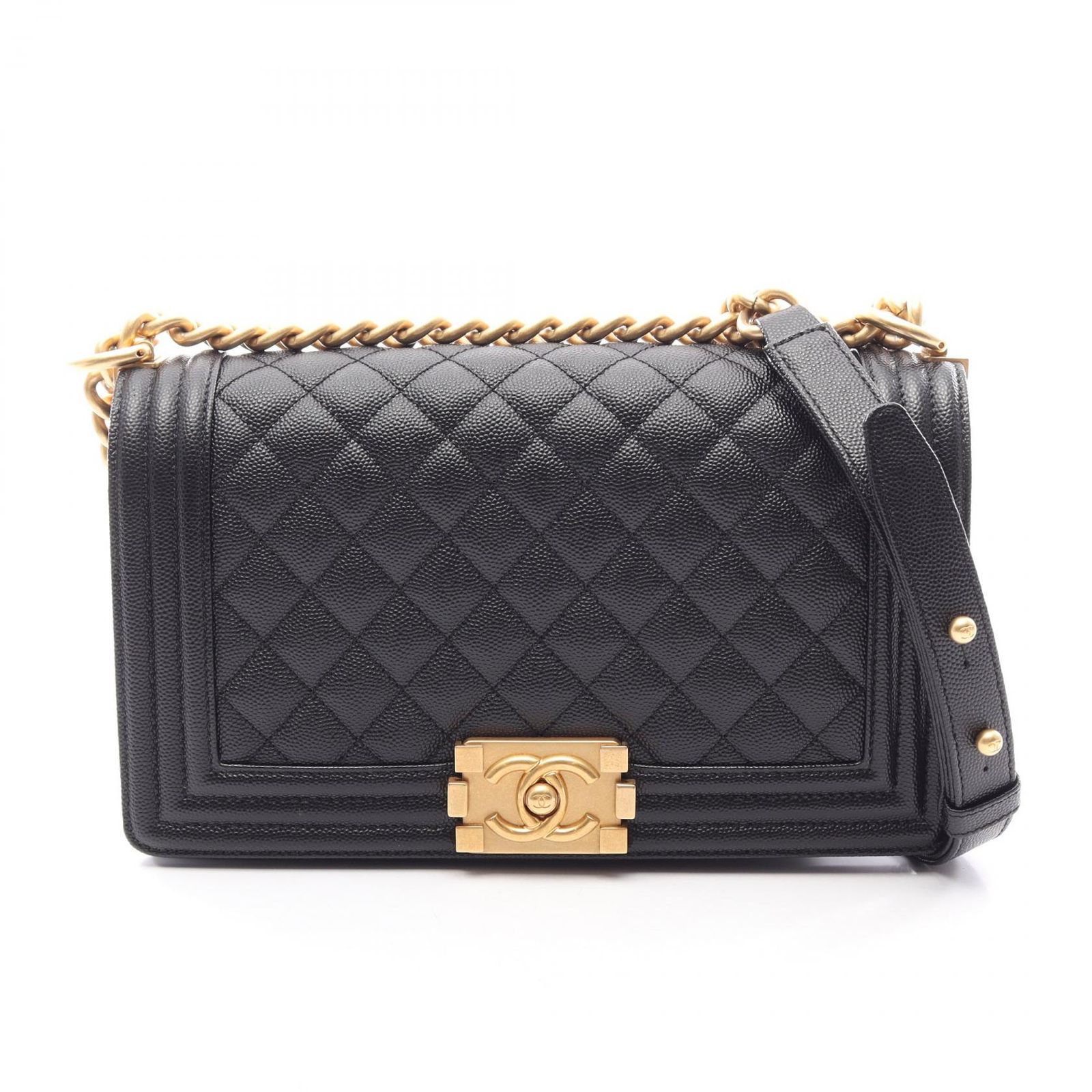 シャネル CHANEL ショルダーバッグ ボーイシャネル A67086 ブラック キャビアスキン(グレインドカーフ) ボーイシャネル チェーンショルダー レディース Used A