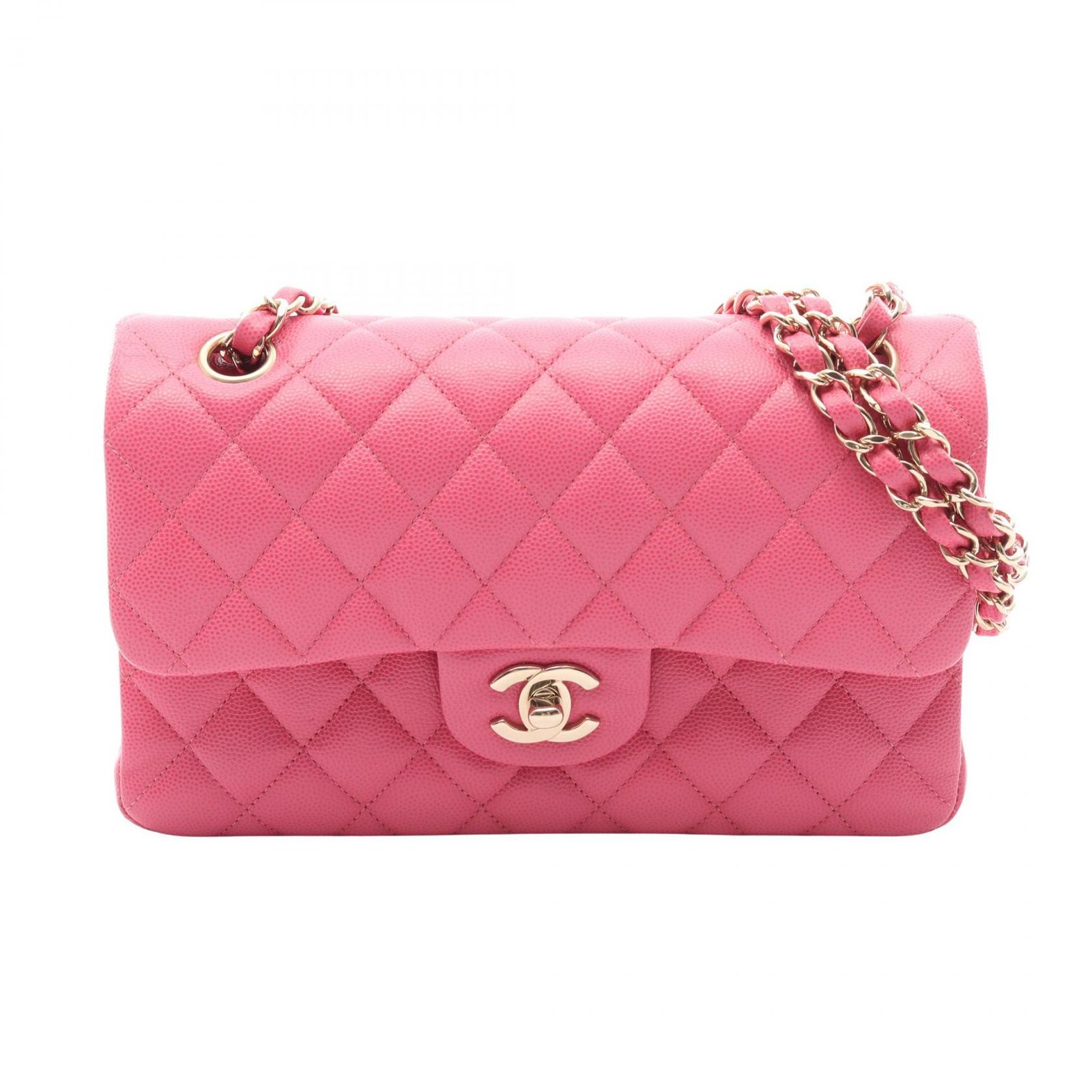 シャネル CHANEL ショルダーバッグ マトラッセ Wフラップ ピンク キャビアスキン(グレインドカーフ) マトラッセ ダブルフラップ チェーンショルダー レディース