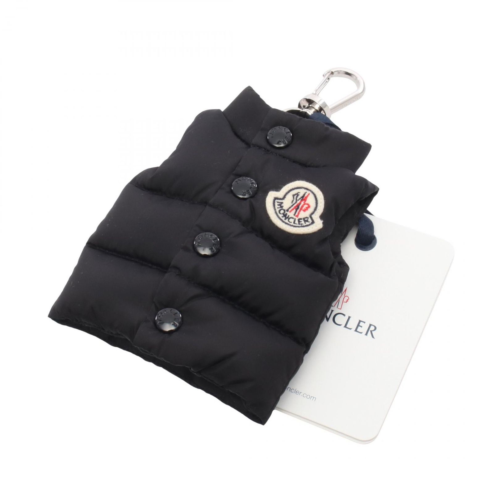 モンクレール MONCLER チャーム ベスト キーリング付き 6F00002M7726999 ブラック ナイロン レザー ベスト キーリング ユニセックス 新品