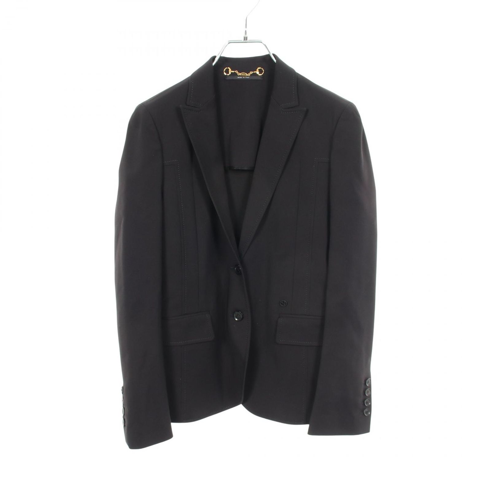 グッチ GUCCI テーラードジャケット インターロッキングG 268417 ブラック ナイロン ジャケット レディース Used A