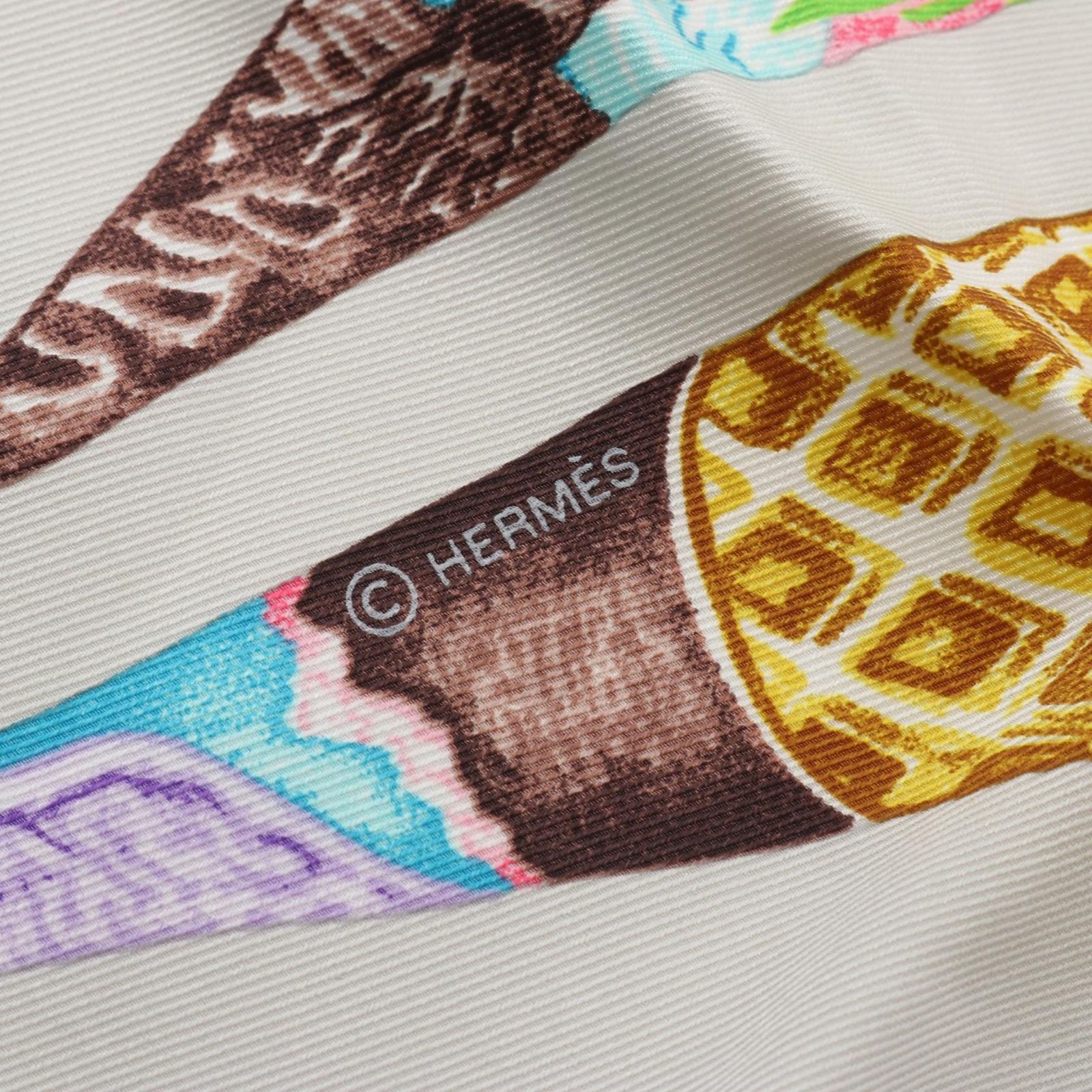 エルメス HERMES スカーフ カレ70 Funny Ice Cream シルク カレ70