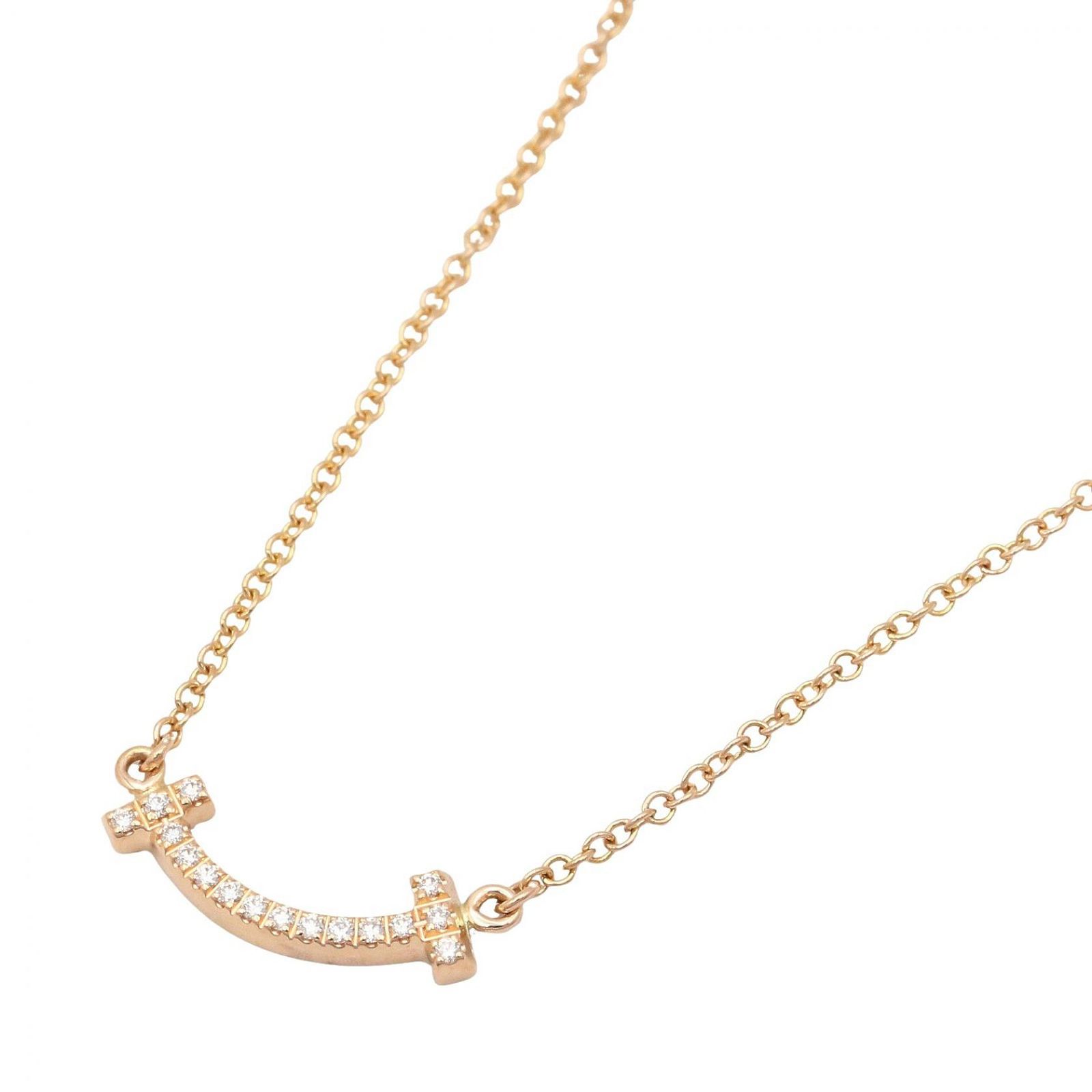 ティファニー TIFFANY＆CO ネックレス Tスマイルミニ ダイヤ ネックレス 首回り40/45.5㎝ K18（イエローゴールド） ダイヤモンド Tスマイルミニ ダイヤ ネックレス