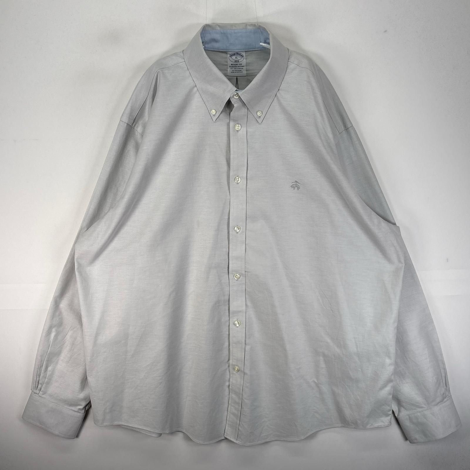 古着 ブルックスブラザーズ Brooks Brothers 長袖シャツ ボタンダウン ワンポイント 1818 XL グレー系 無地 メンズ