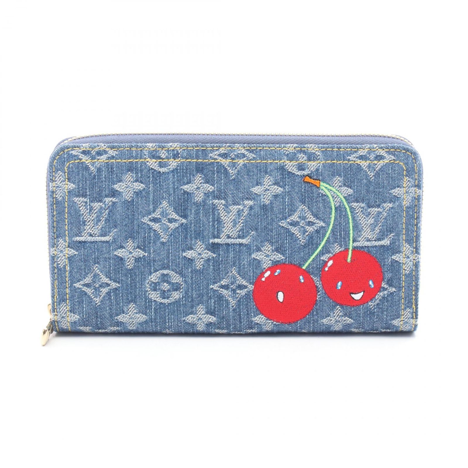 ルイ・ヴィトン LOUIS VUITTON ラウンド長財布 LOUIS VUITTON × 村上隆 ジッピーウォレット M23161 デニム LV×TM ジッピー・ウォレット レディース Used A