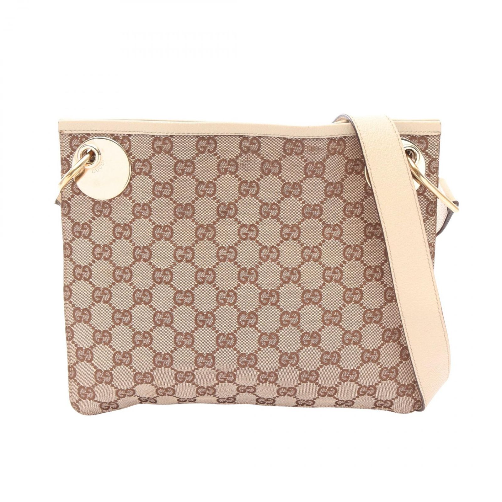 グッチ GUCCI ショルダーバッグ GGキャンバス 120841 ベージュ/ホワイト キャンバス レザー ショルダーバッグ レディース Used B
