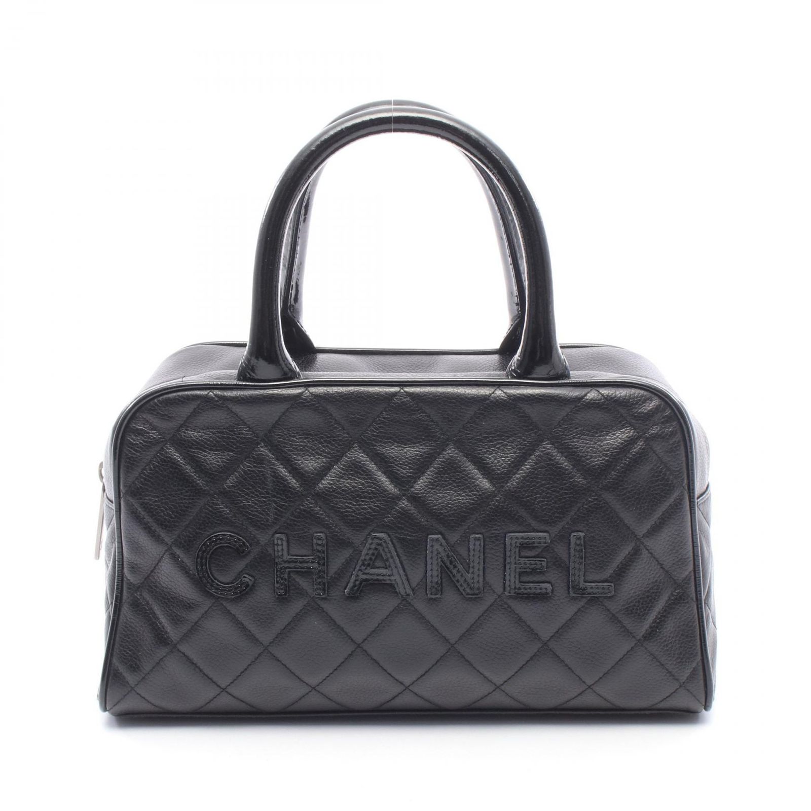 シャネル CHANEL ハンドバッグ マトラッセ ミニ ブラック レザー パテントレザー マトラッセ ミニ ボストンバッグ レディース Used B