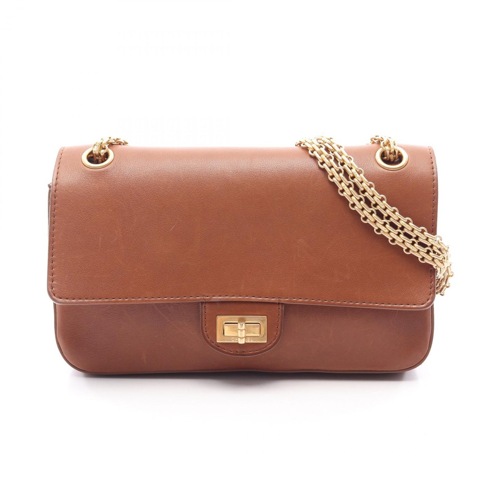 シャネル CHANEL ショルダーバッグ 2.55 マドモアゼルチェーン ブラウン レザー 2.55 ダブルフラップ チェーンショルダー レディース Used B