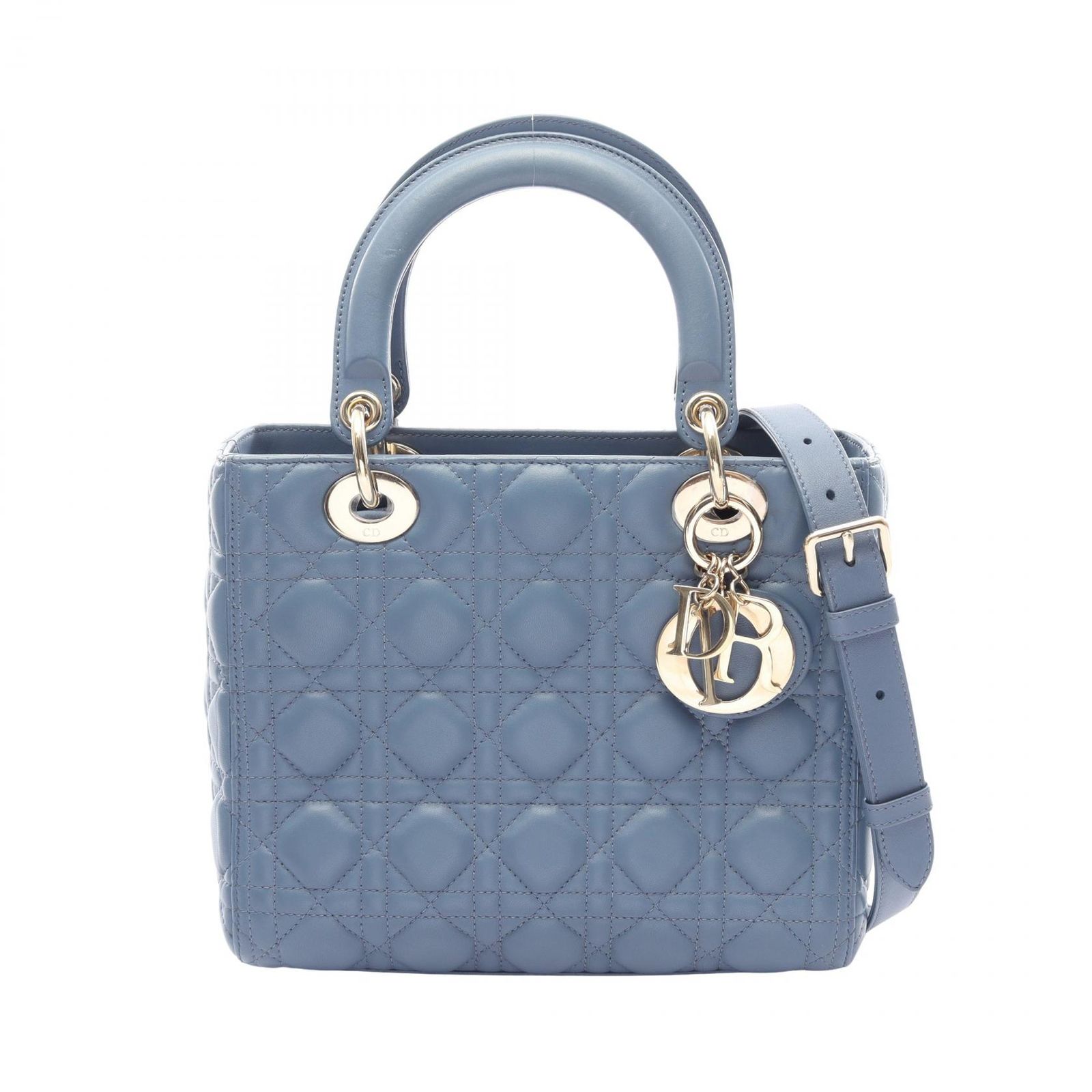 ディオール Dior ハンドバッグ LADY DIOR レディディオール ミディアム カナージュ 2WAY ブルー レザー レディディオール カナージュ 2wayトート ミディアム レディース