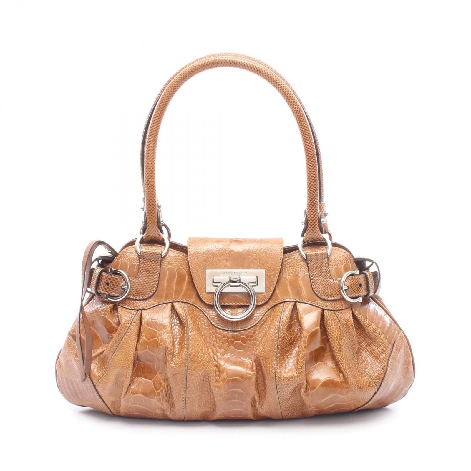 サルヴァトーレフェラガモ Salvatore Ferragamo ハンドバッグ マリッサ ガンチーニ キャメル エキゾチックレザー ガンチーニ ハンドバッグ レディース Used B