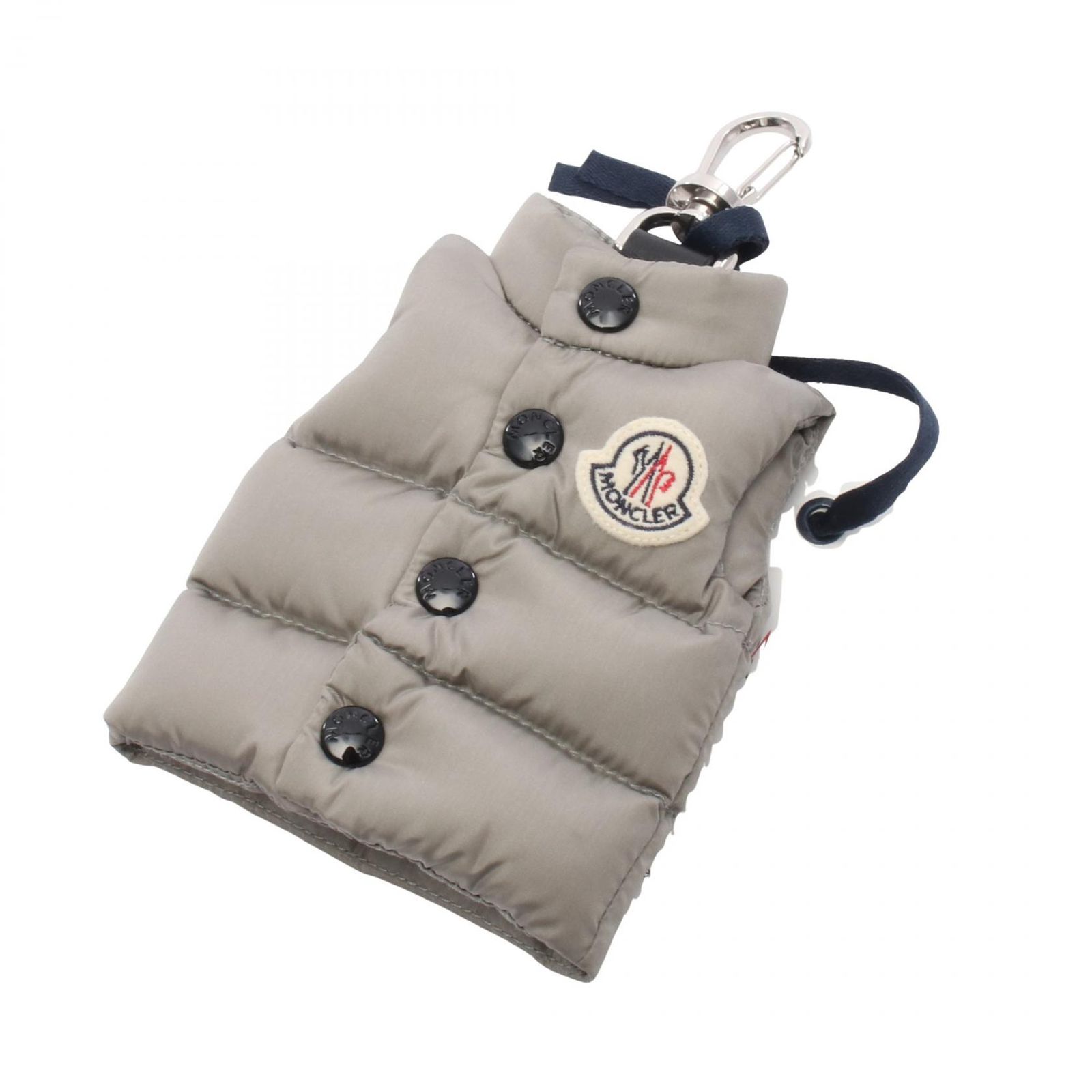 モンクレール MONCLER チャーム ベスト キーリング付き 6F00002M7726903 グレー ナイロン レザー ベスト キーリング ユニセックス 新品