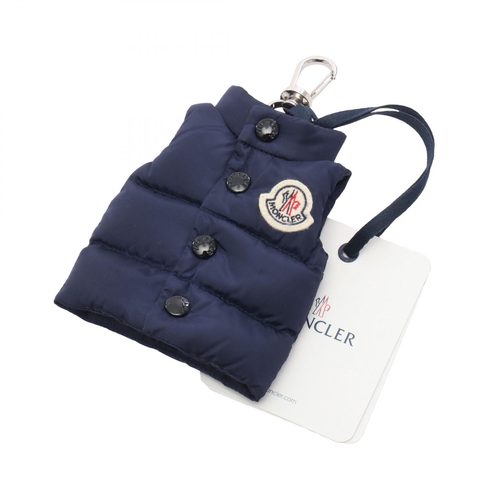 モンクレール MONCLER チャーム ベスト キーリング付き 6F00002M7726772 ブラック ナイロン レザー ベスト キーリング ユニセックス 新品