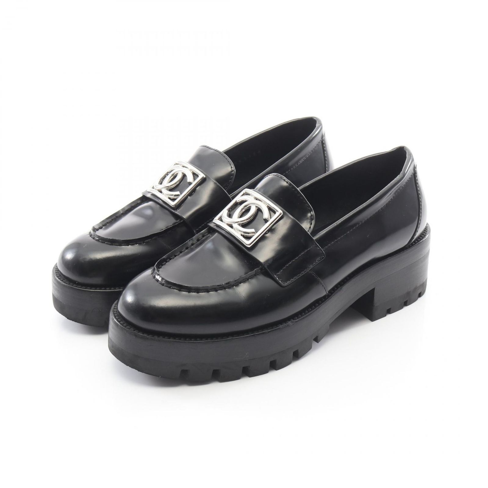 シャネル CHANEL ローファー ココマーク G45156 ブラック レザー ローファー レディース Used A