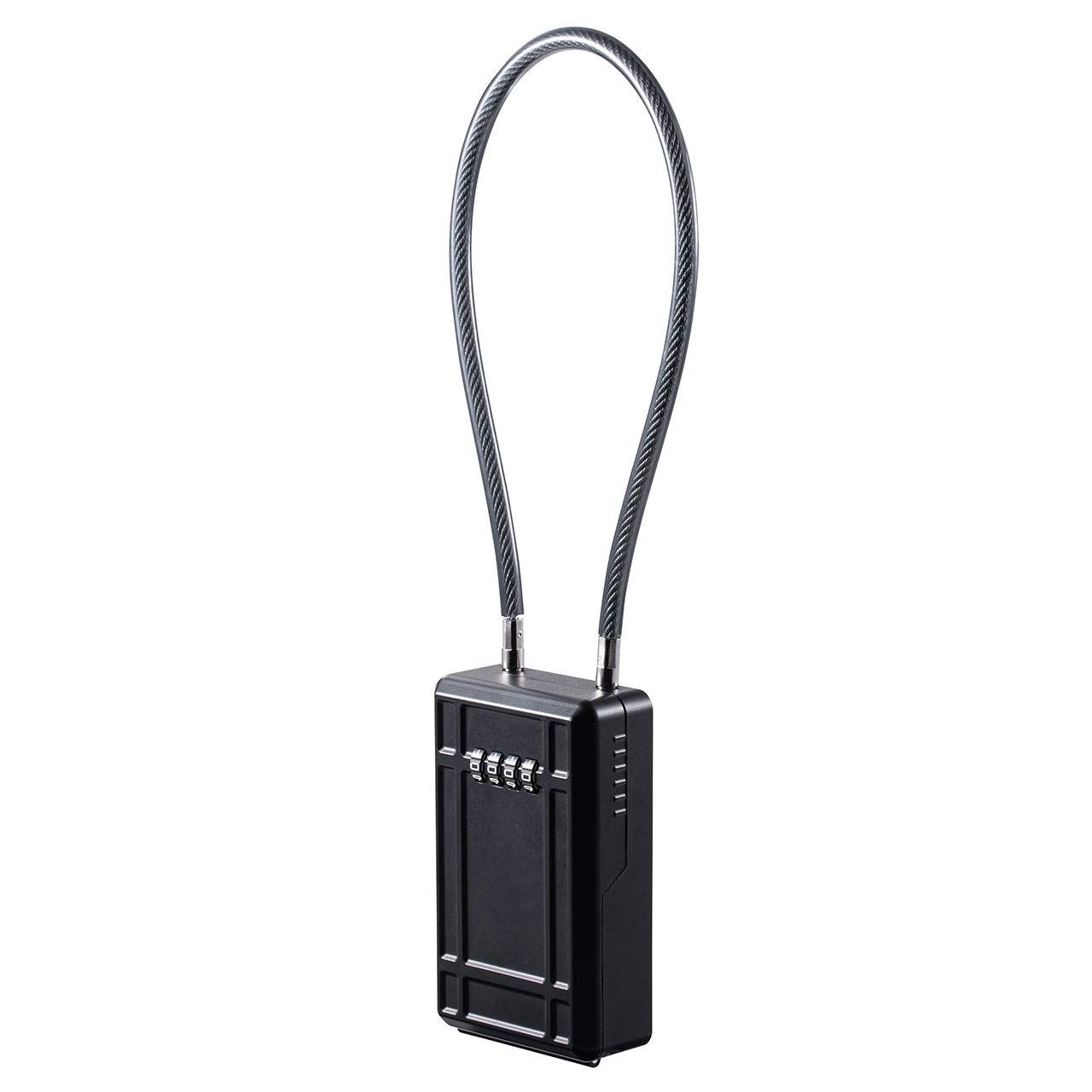 サンワダイレクト 鍵収納 キーボックス ダイヤル式 4桁 大型 ワイヤー長46cm 盗難防止 200-SL066BK★m 572c8e36