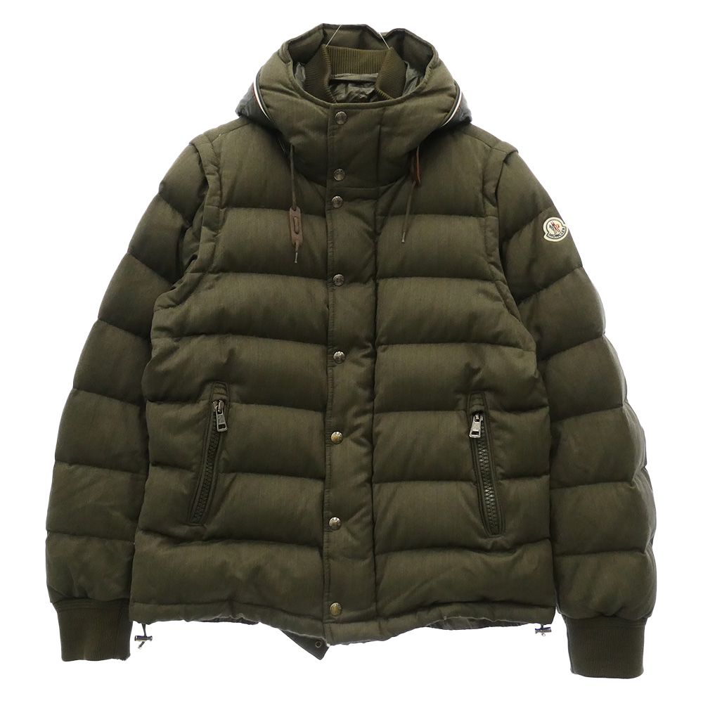 MONCLER モンクレール 120914190905 HEM GIUBBOTTO 袖ロゴワッペン 2way ダウン ベスト ジャケット カーキ系 2【中古】