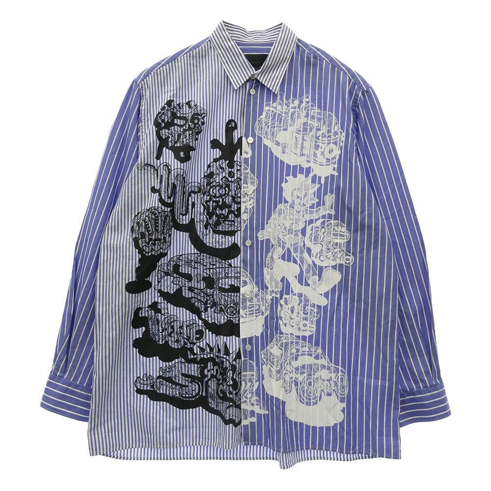 Stella McCartney ステラマッカートニー Will Sweeney ウィル・スウィーニー グラフィックプリント クレイジーパターン ストライプ 長袖シャツ ブルー系 40【中古】 8,293円