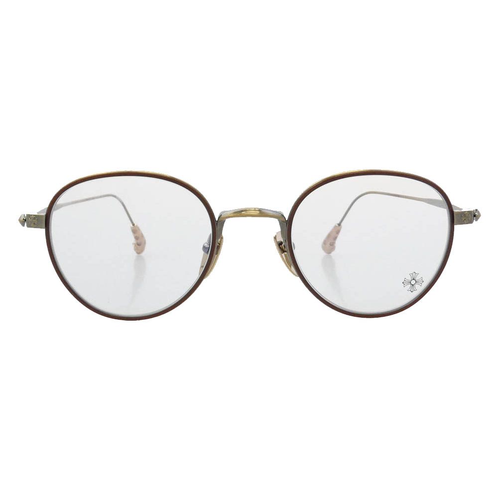 CHROME HEARTS クロムハーツ（原本無） 49□22-150 BONE PRONE IV 18KGP CHプラス テンプル メタル 眼鏡 アイウェア ゴールド フレーム：ブラウン系、ゴールド系　レンズ：クリア系 【極上美品】【中古】