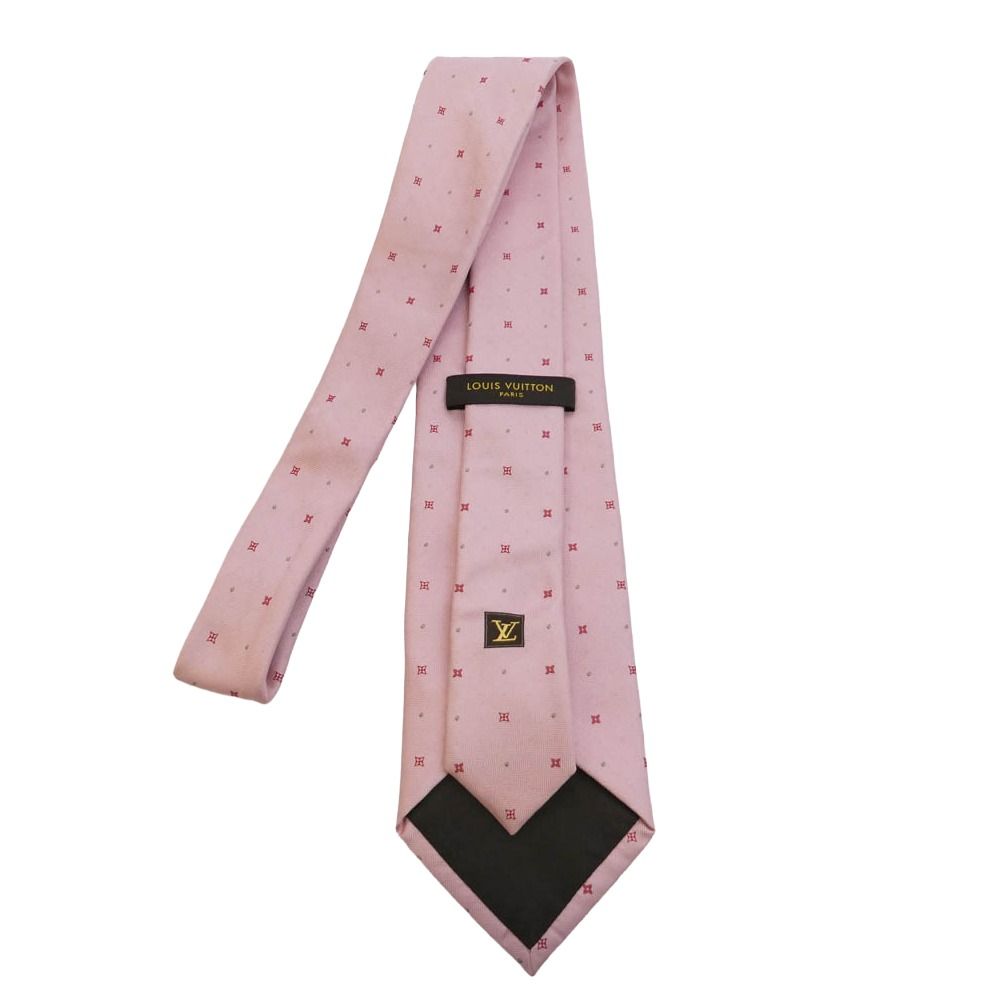 LOUIS VUITTON ルイ・ヴィトン 総柄 シルク ネクタイ ピンク系【中古