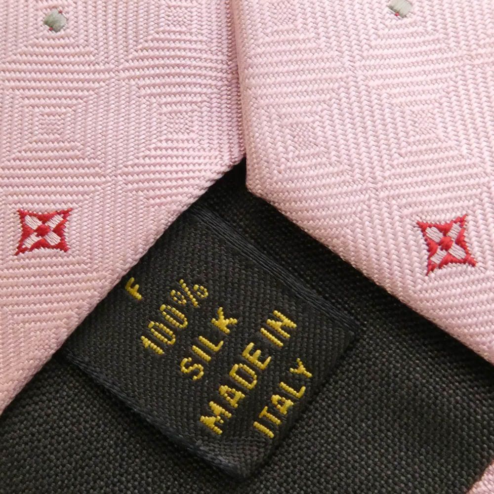 LOUIS VUITTON ルイ・ヴィトン 総柄 シルク ネクタイ ピンク系【中古