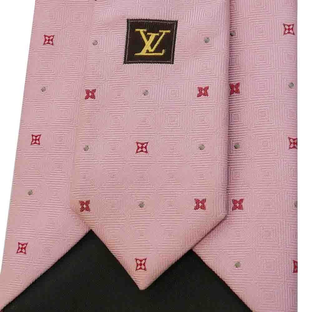 LOUIS VUITTON ルイ・ヴィトン 総柄 シルク ネクタイ ピンク系【中古