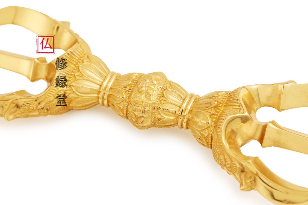 修縁堂】寺院用仏具 鬼面三鈷杵 バジュラ希少vajra 密教法具古美術品