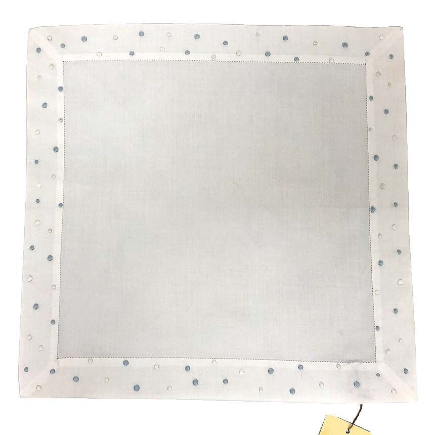 HERMES エルメス コットン ハンカチ 刺繍 ドット バンダナ ポケットチーフ 白 GALAXIE MOUCHOIR 001699G-04 未使用品 aq12896