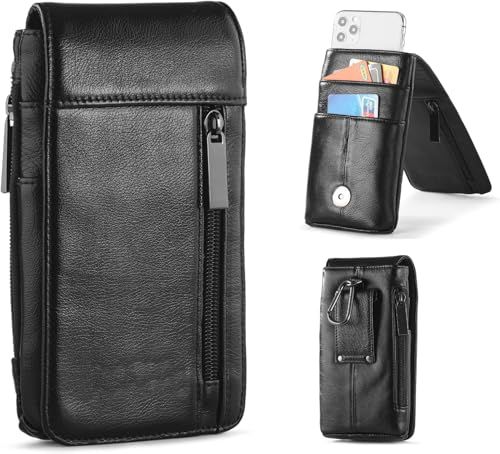スマホポーチメンズ本革携帯電話ベルトホルダー腰につけるススマホべるとホルダー縦薄型男性スマホホルダーベルト通し現場仕事スマホ入れ仕事用作業収納兼用iPhone/Samsung Galaxy/Xperia (黒)送料無料 8a1f76ae
