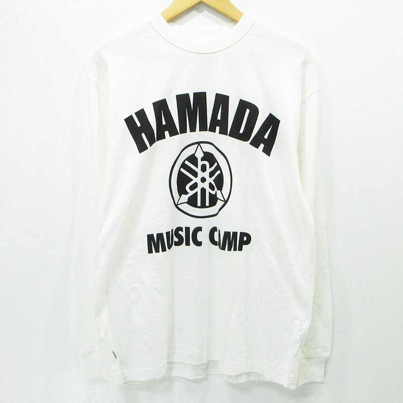 【三重本店】 中古 SAPEur | サプール × 浜田雅功 HAMADA MUSIC CAMP ミュージックチャンプ ハマダ長袖Tシャツ ロゴプリント ホワイト サイズ：L 【103】