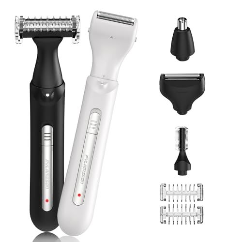 PYLAMISON ボディシェーバー【0.1mm専門開発＆5in1男女兼用】電動 vioシェーバー メンズ レディース むだげ処理 7種長さ調整コーム付き 30°角度調整 ライト付き お風呂剃り可 防水 Type-c充電式 すね毛 眉毛 産毛 07a7c113